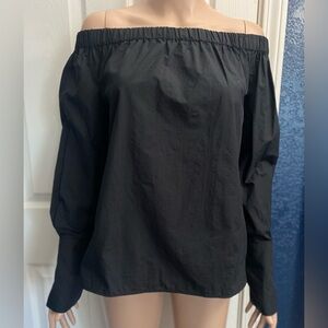 Zara Black Off-the-Shoulder Long Sleeve Blouse